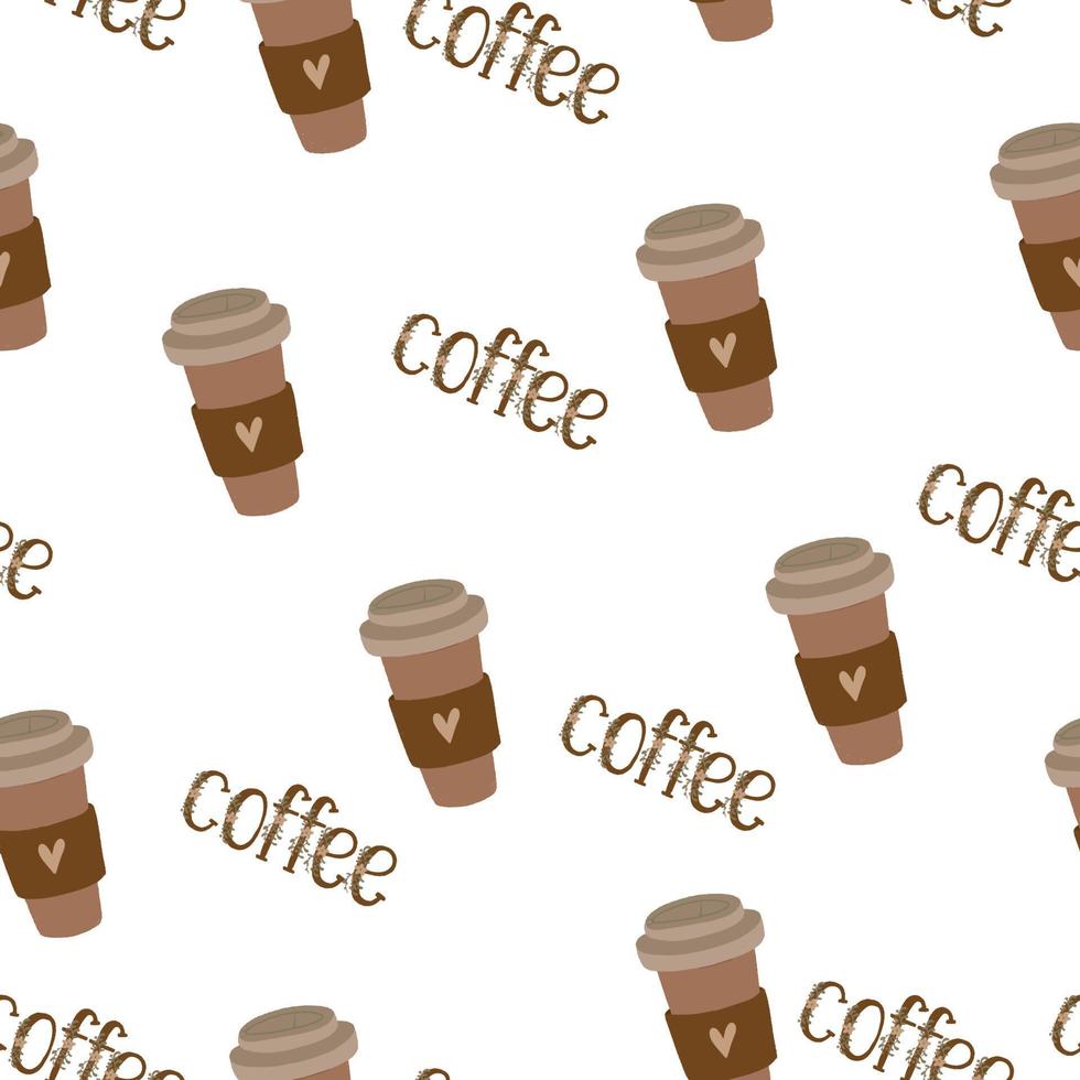 naadloos patroon met een glas van koffie naar Gaan en de opschrift vector