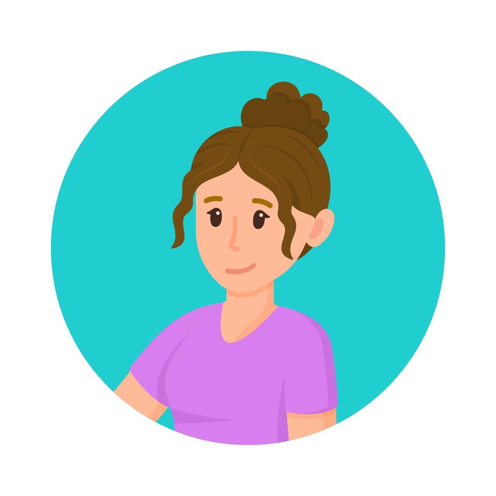 vector vlak illustratie van vrouw avatar. mooi gekruld brunette.