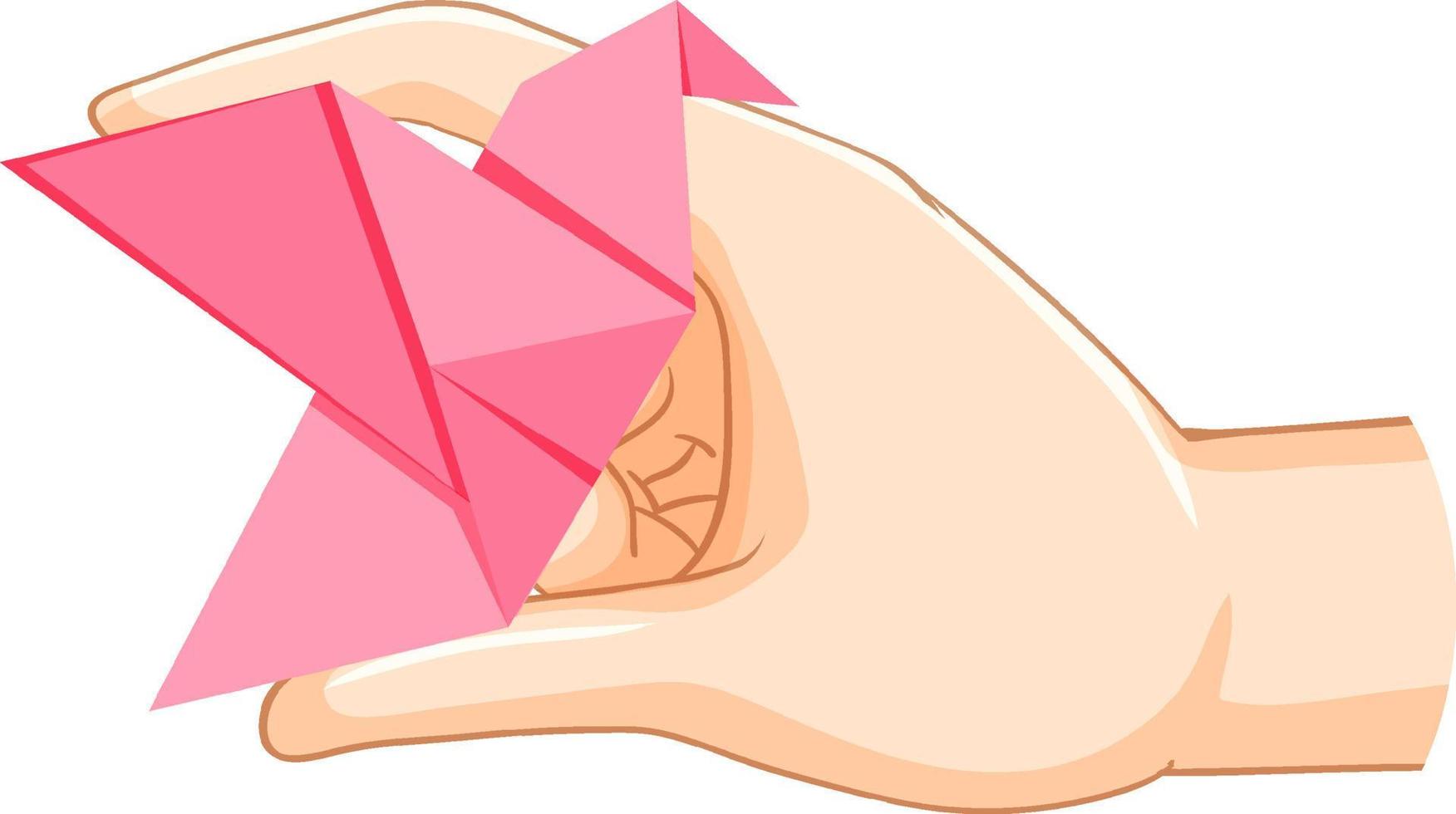 hand- Holding origami vliegend vogel vector