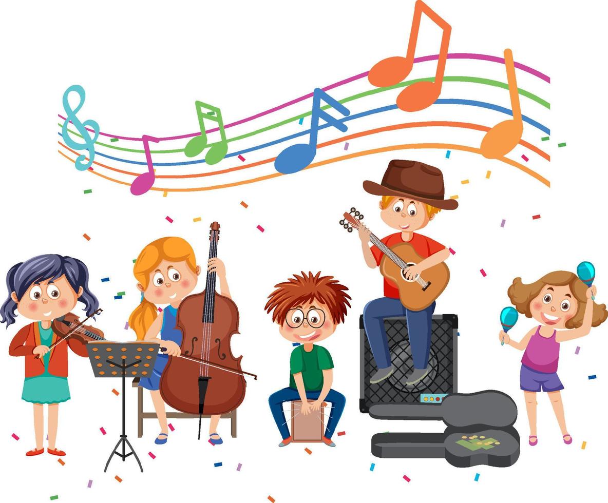 kinderen spelen musical instrument vector