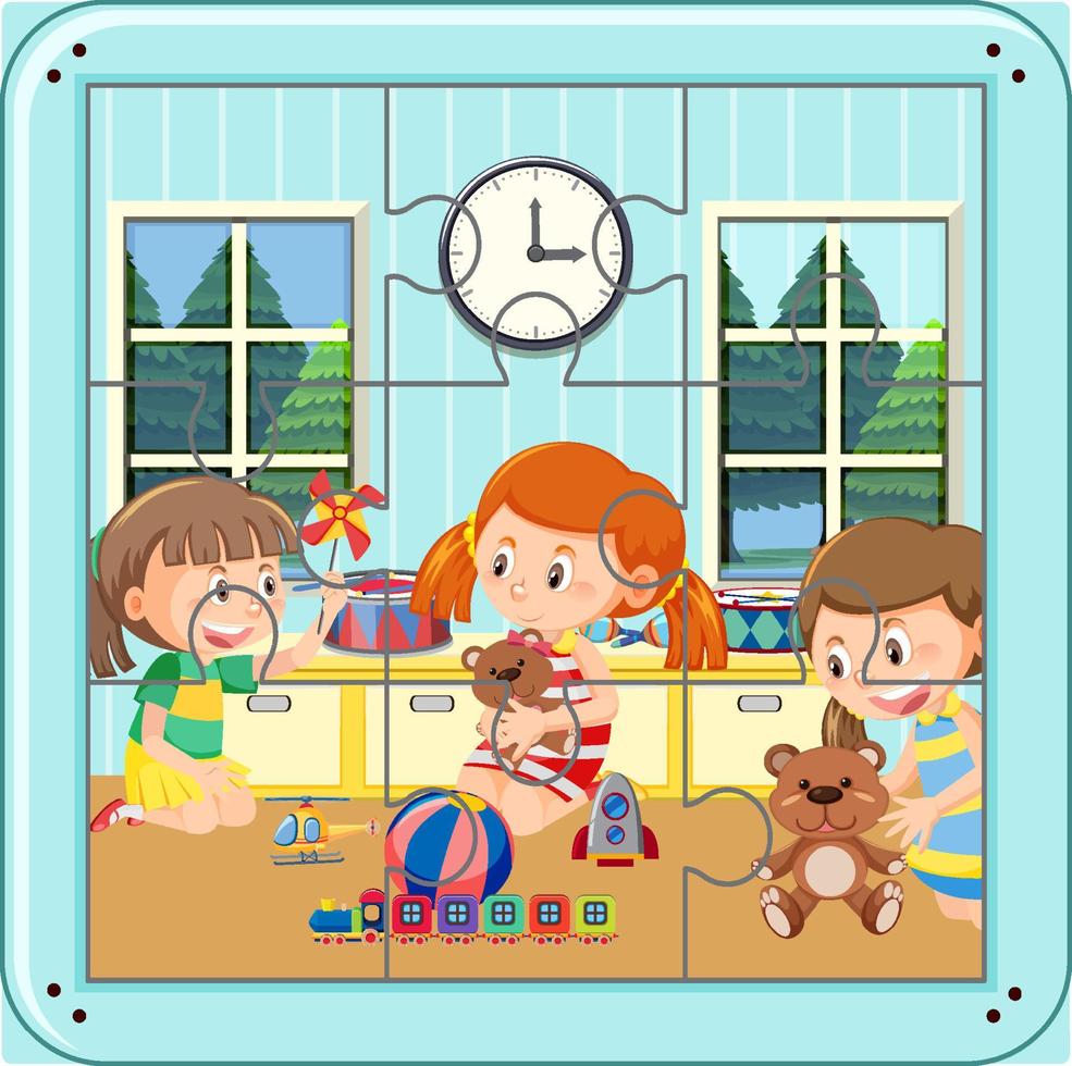 foto decoupeerzaag puzzel spel sjabloon vector