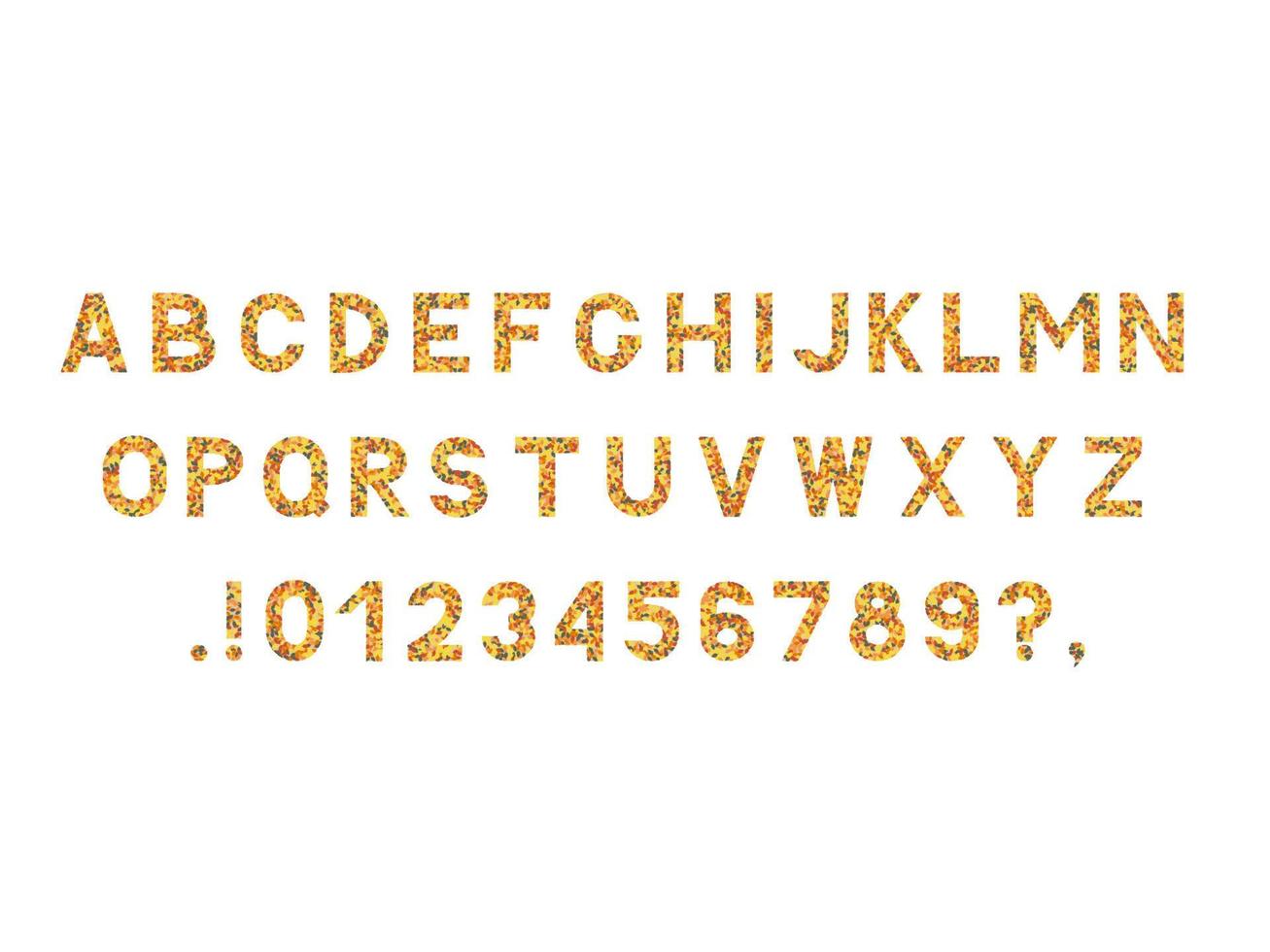 herfst vector alfabet. brieven az, getallen 0-9 en leestekens gemaakt van gedaald bladeren geïsoleerd Aan wit. zonder serif lettertype. Latijns hoofdletters symbolen.