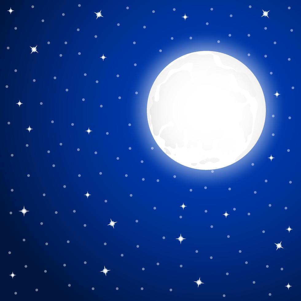 maan met schijnend sterren, vector illustratie lucht