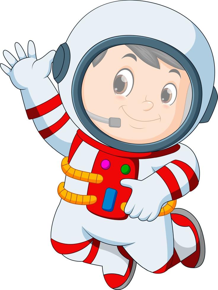 astronaut kleding golvend hand- vector