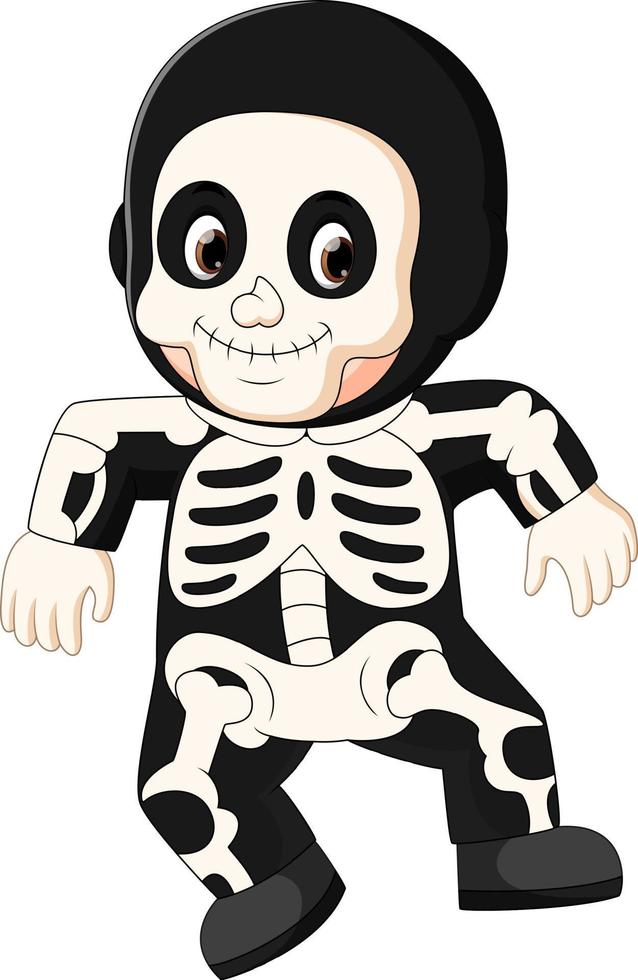 gelukkig kind vervelend skelet kostuum vector