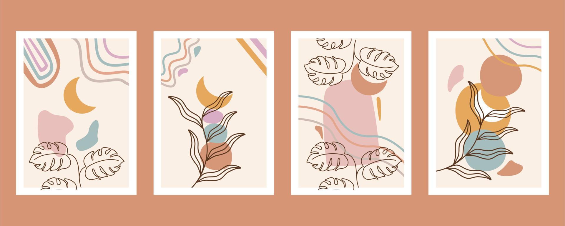 abstracte vorm en blad boho moderne minimalistische clipart vector