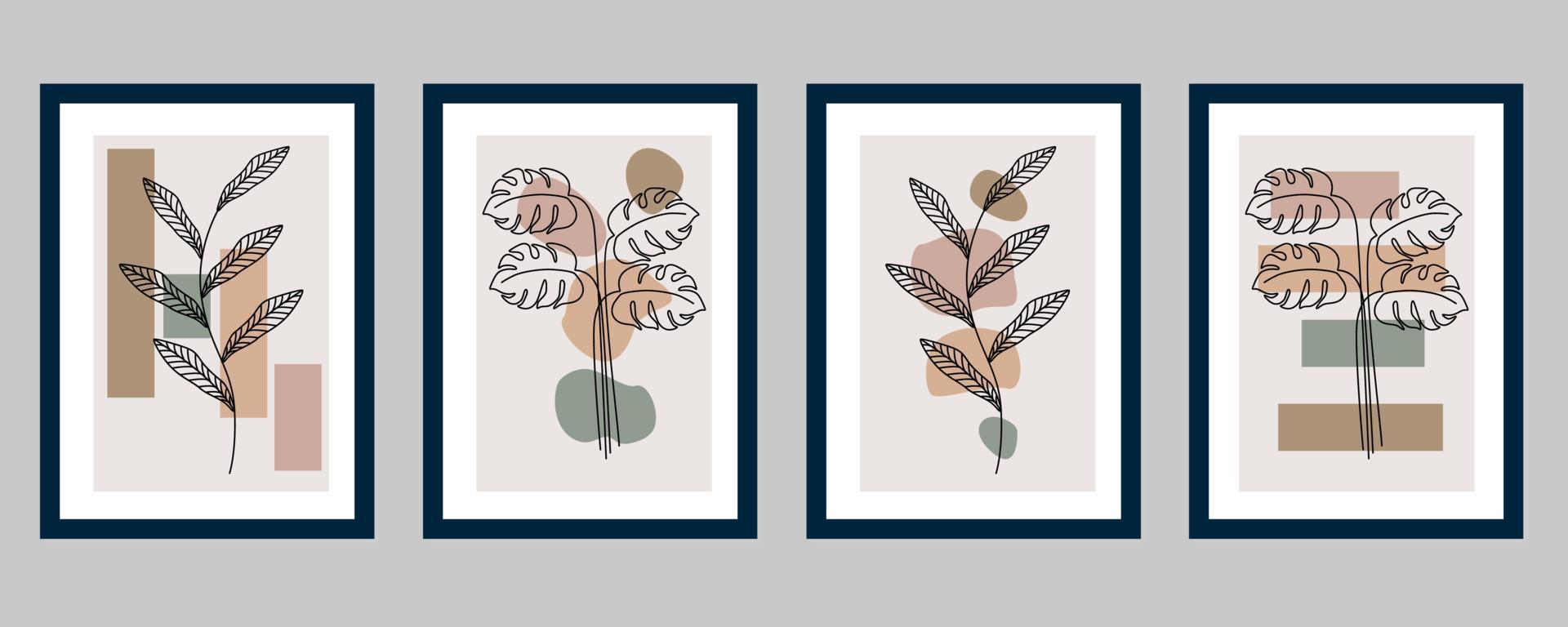 handgetekende platte ontwerp boho kunst aan de muur vector