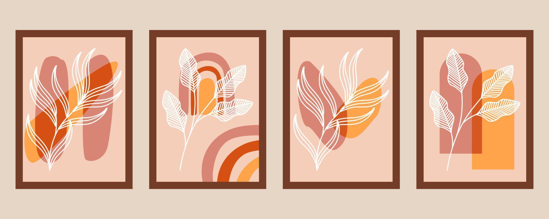 abstracte vorm en blad boho moderne minimalistische clipart vector