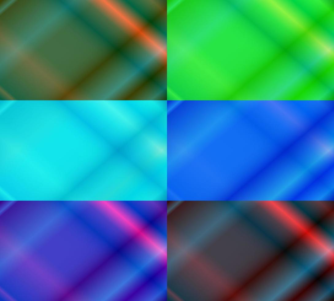 zes sets van abstract achtergrond met neon licht patroon. glanzend, verloop, vervagen, modern en kleurrijk stijl. groente, pastel blauw, roze en rood. Super goed voor achtergrond, behang, poster, banier of folder vector