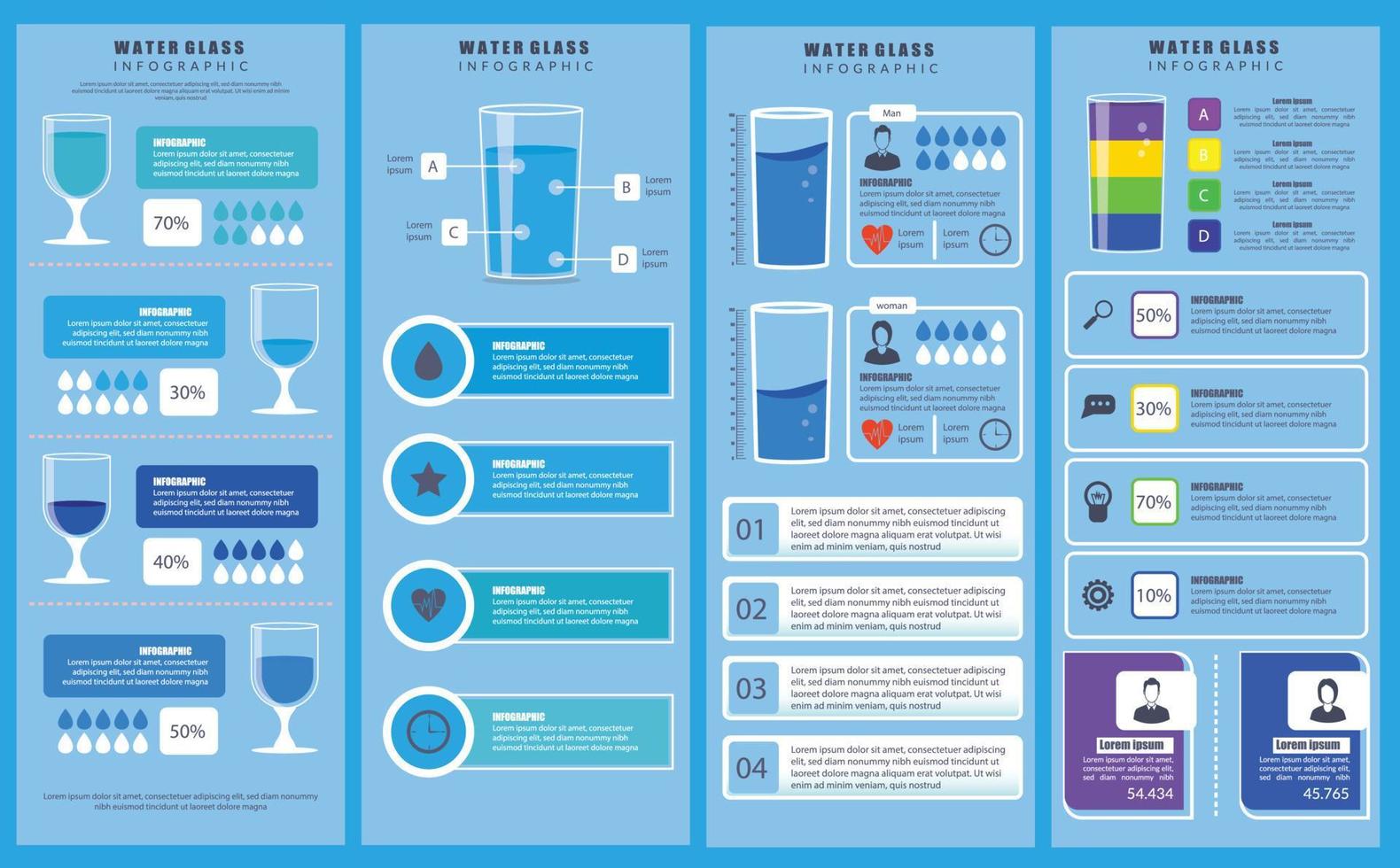 water glas infographics ontwerp vector