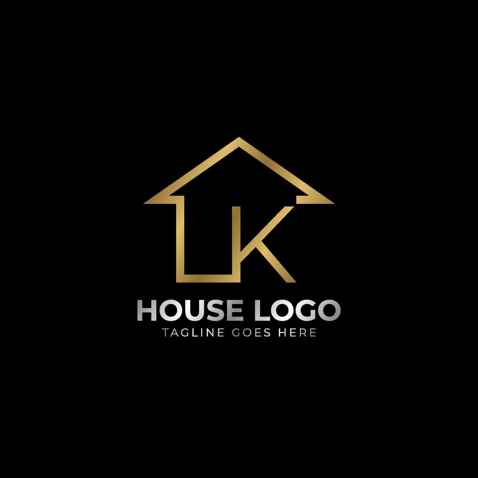 minimalistische brief k luxueus huis logo vector ontwerp voor echt landgoed, huis huur, eigendom middel