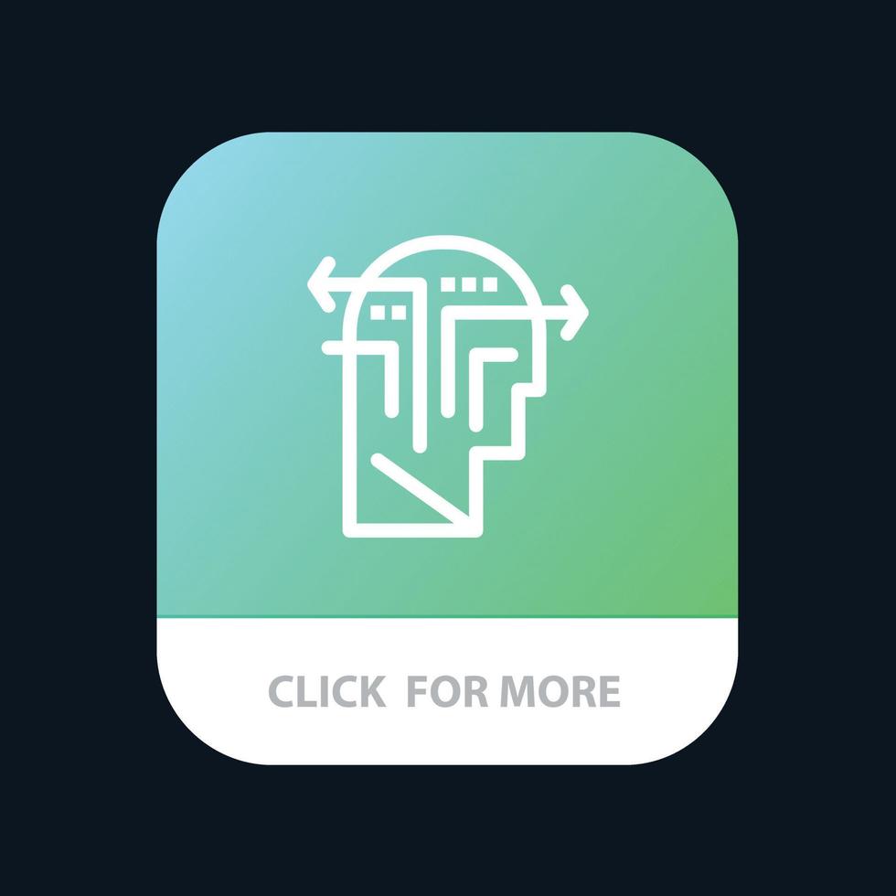 strategie denken geest hoofd mobiel app knop android en iOS lijn versie vector