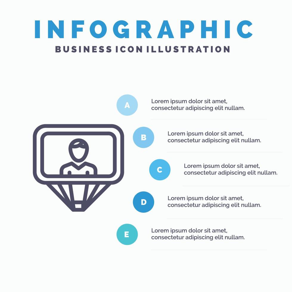 gebruiker profiel ID kaart Log in lijn icoon met 5 stappen presentatie infographics achtergrond vector