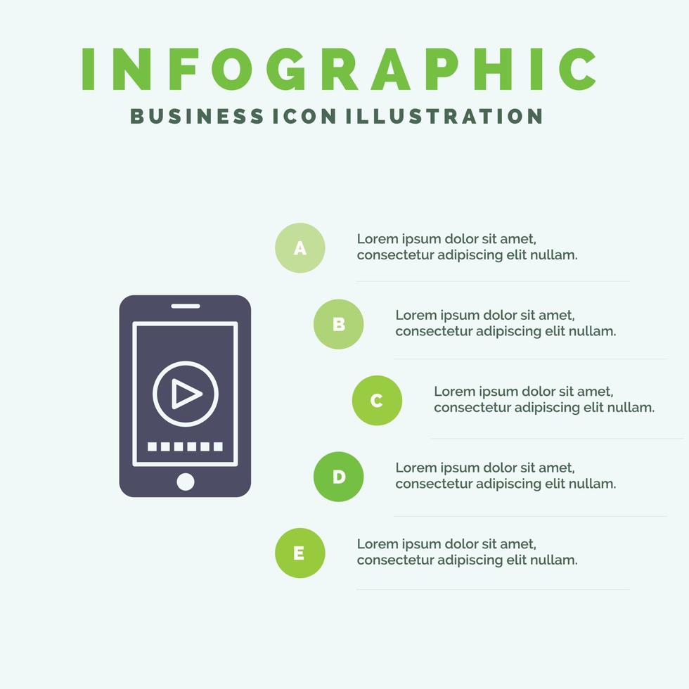 telefoon cel Speel video infographics presentatie sjabloon 5 stappen presentatie vector