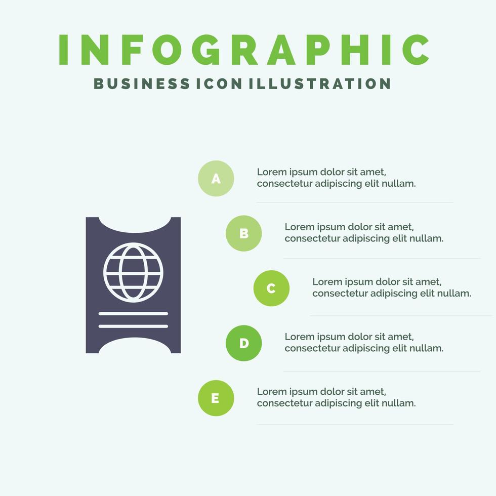 voorbij gaan aan paspoort ticket hotel infographics presentatie sjabloon 5 stappen presentatie vector