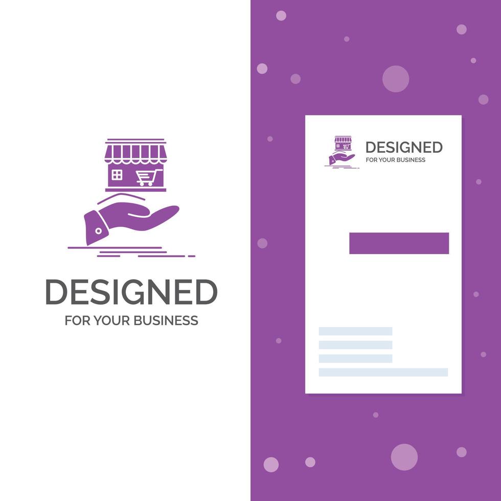 bedrijf logo voor winkel. doneren. winkelen. online. hand. verticaal Purper bedrijf .bezoeken kaart sjabloon. creatief achtergrond vector illustratie