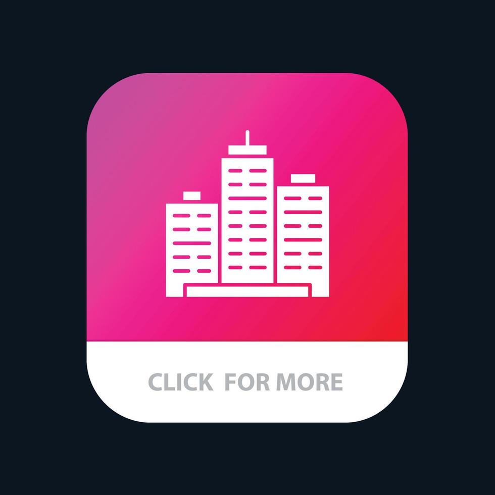 gebouw architectuur bedrijf landgoed kantoor eigendom echt mobiel app knop android en iOS glyph v vector