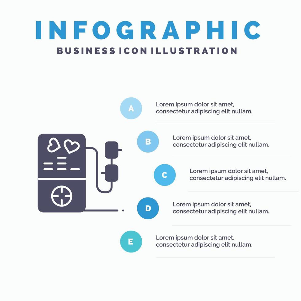 mp3 liefde hart bruiloft solide icoon infographics 5 stappen presentatie achtergrond vector