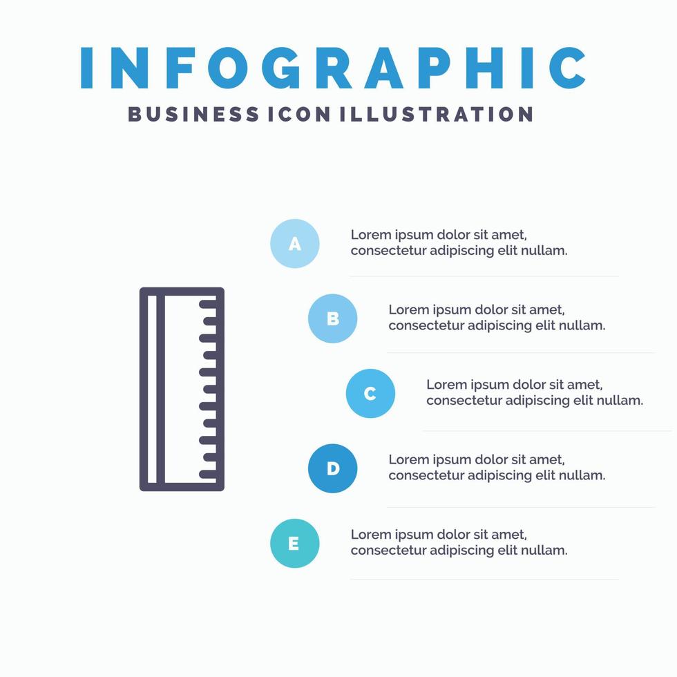 onderwijs heerser school- lijn icoon met 5 stappen presentatie infographics achtergrond vector