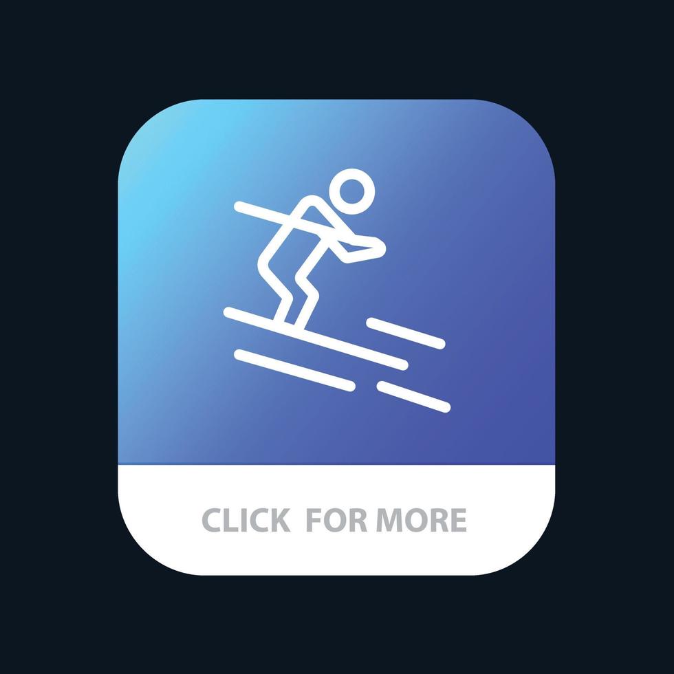 werkzaamheid ski skiën sportman mobiel app knop android en iOS lijn versie vector