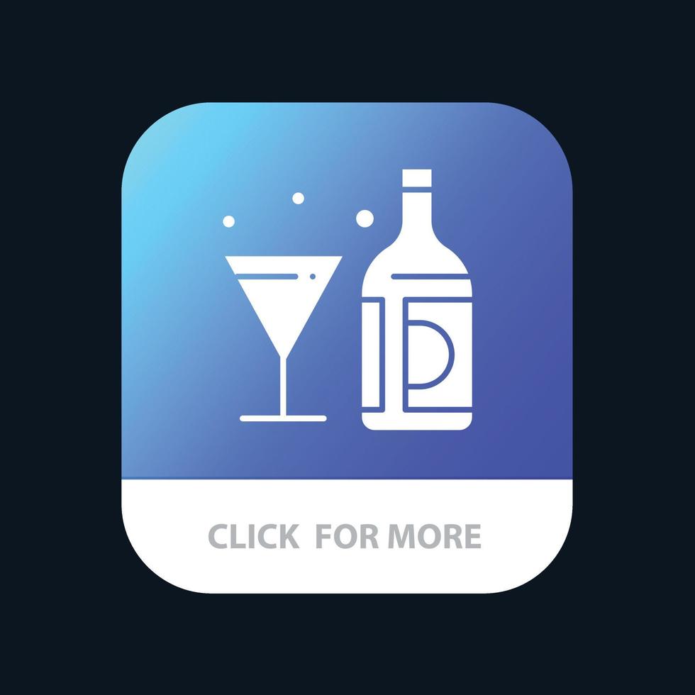 drinken wijn Amerikaans fles glas mobiel app knop android en iOS glyph versie vector