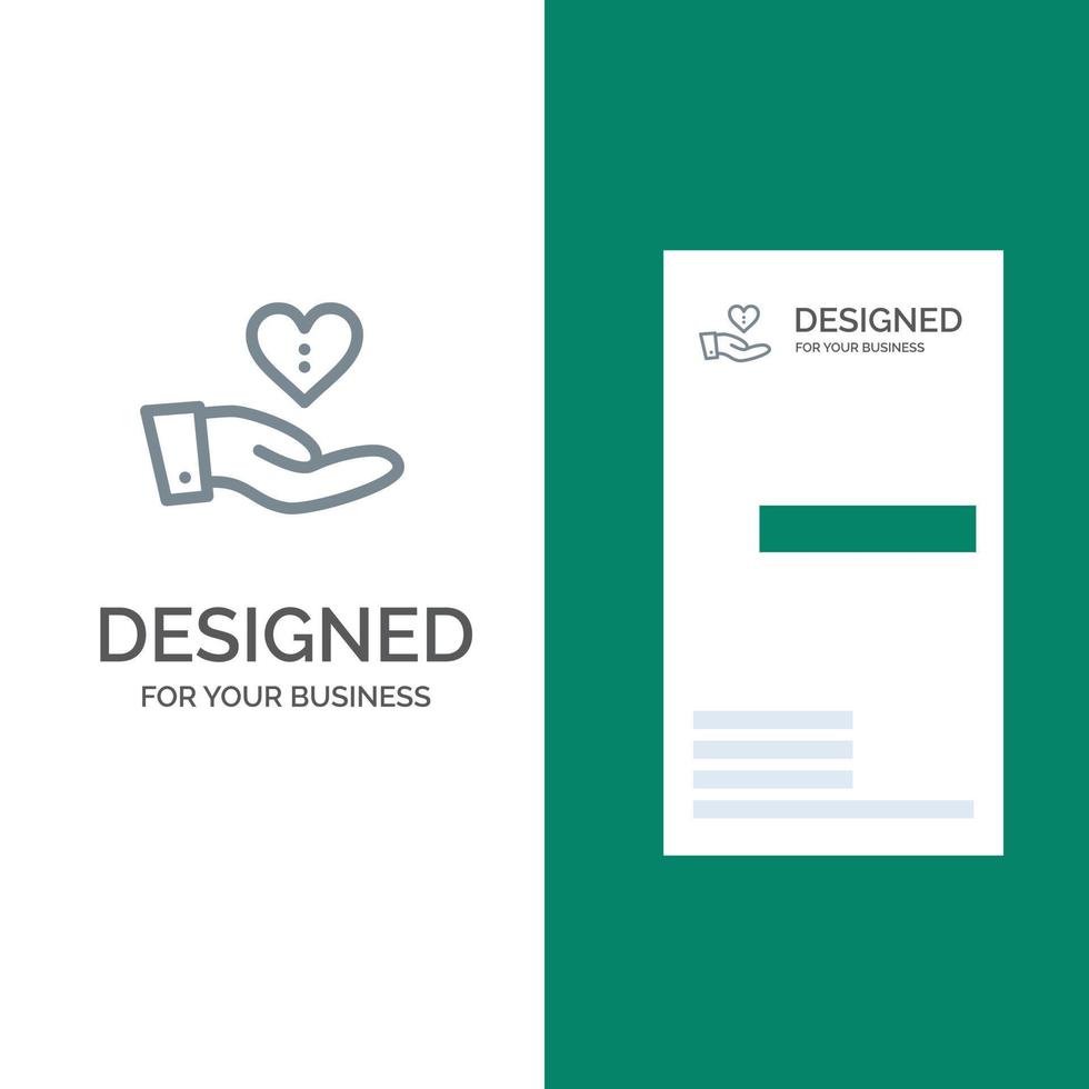 liefdadigheid bijdrage geven hand- liefde grijs logo ontwerp en bedrijf kaart sjabloon vector