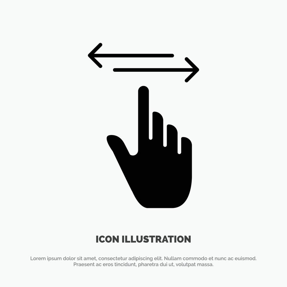 vinger gebaren hand- links Rechtsaf solide glyph icoon vector