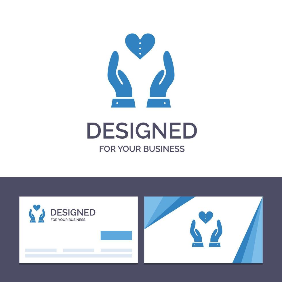creatief bedrijf kaart en logo sjabloon zorg mededogen gevoelens hart liefde vector illustratie