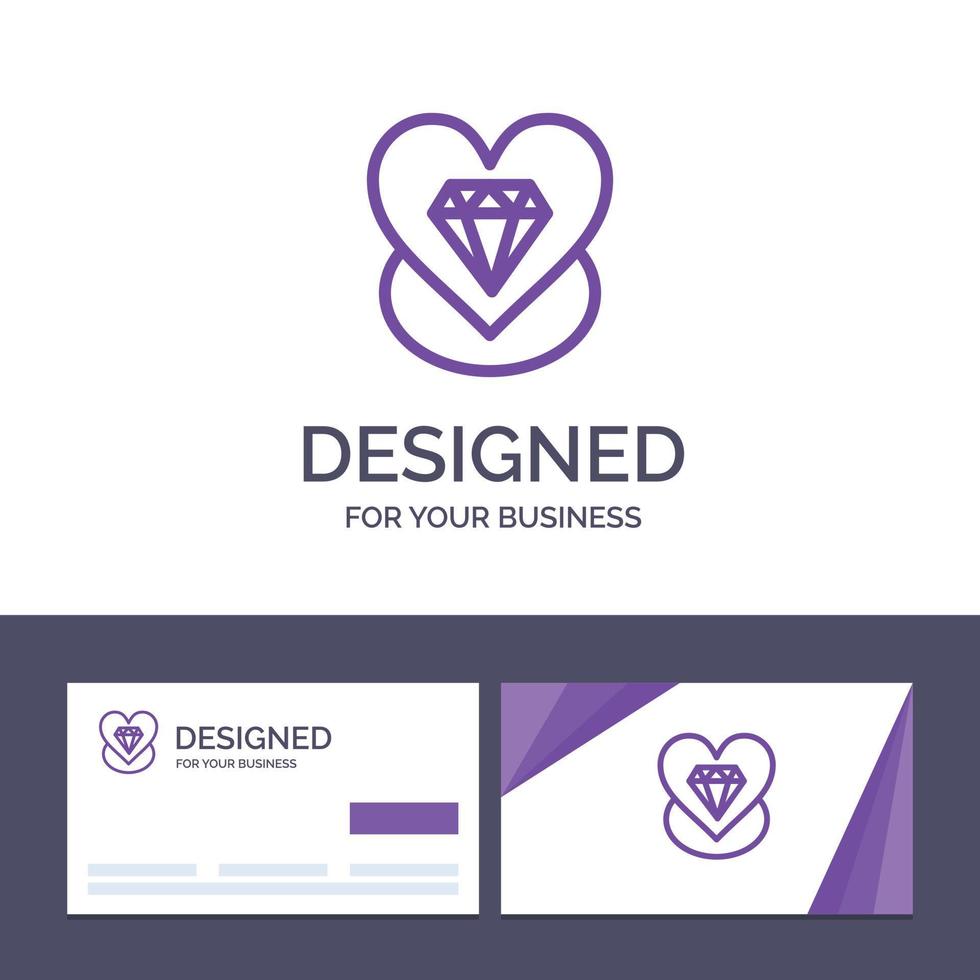 creatief bedrijf kaart en logo sjabloon diamant liefde hart bruiloft vector illustratie