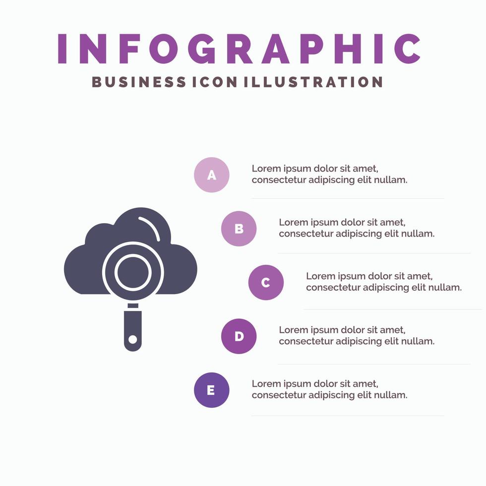 wolk berekenen zoeken vind infographics presentatie sjabloon 5 stappen presentatie vector