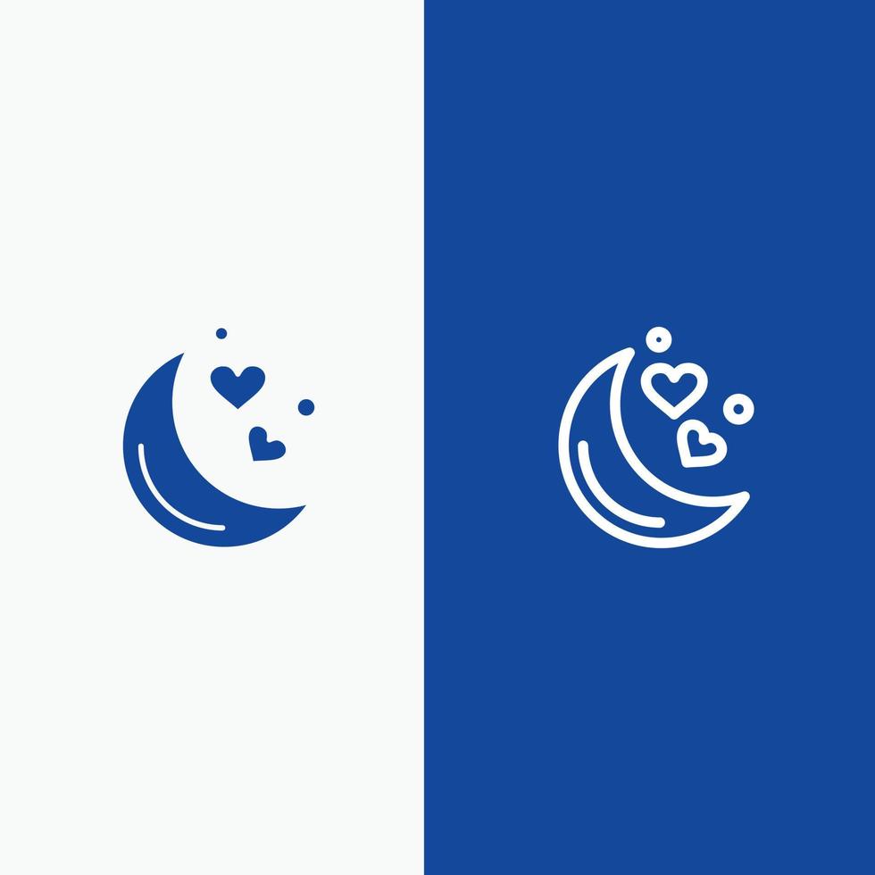 maan nacht liefde romantisch nacht lijn en glyph solide icoon blauw banier lijn en glyph solide icoon blauw vector