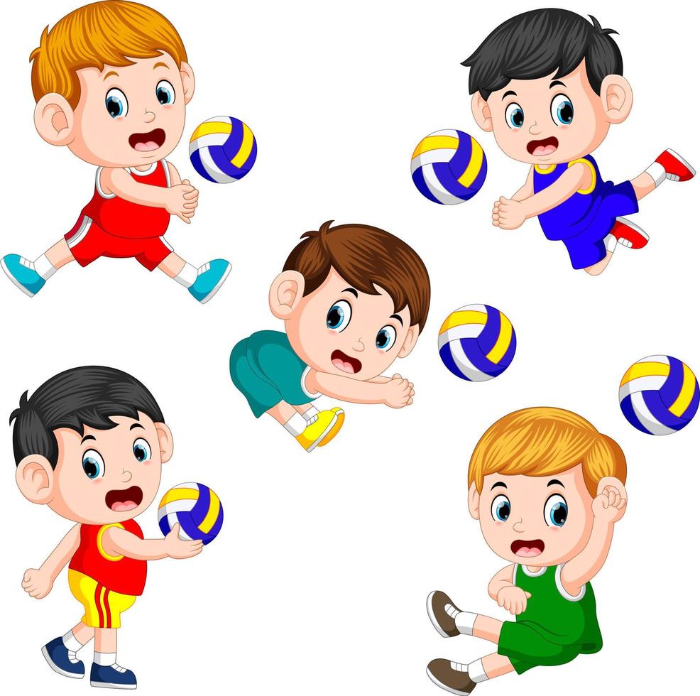 de divers standen van de volleybal speler vector