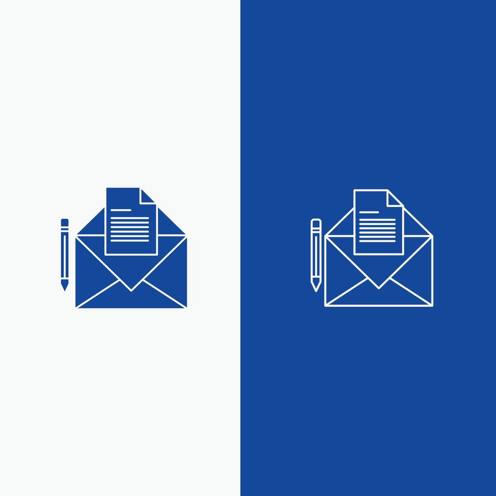 mail bericht fax brief lijn en glyph solide icoon blauw banier lijn en glyph solide icoon blauw banier vector
