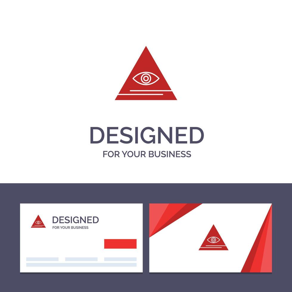 creatief bedrijf kaart en logo sjabloon oog illuminati piramide driehoek vector illustratie