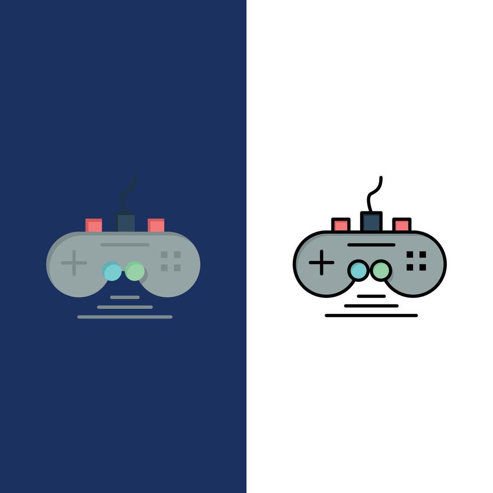 controleur spel spel controleur gamepad pictogrammen vlak en lijn gevulde icoon reeks vector blauw achtergrond