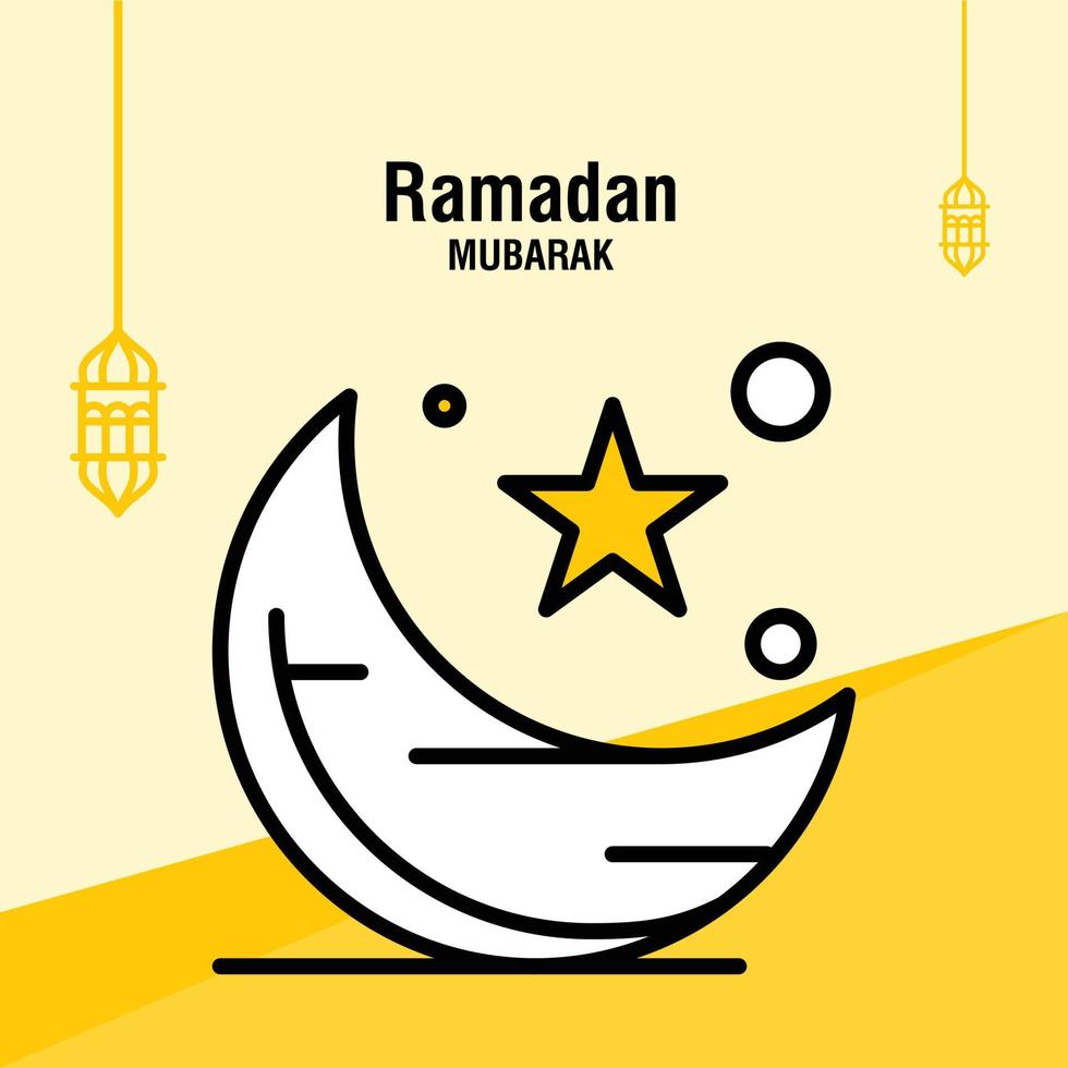 Ramadan kareem groet sjabloon Islamitisch halve maan en Arabisch lantaarn vector illustratie