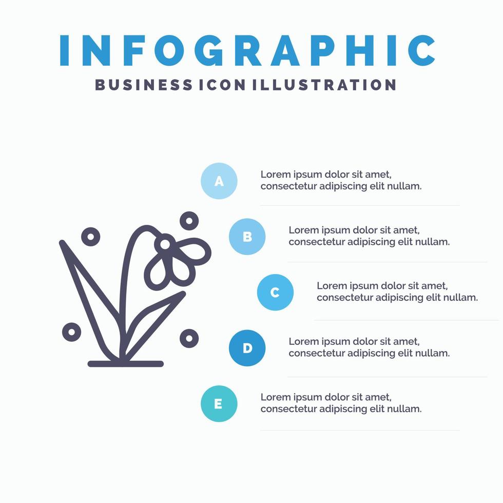 decoratie Pasen fabriek tulp lijn icoon met 5 stappen presentatie infographics achtergrond vector