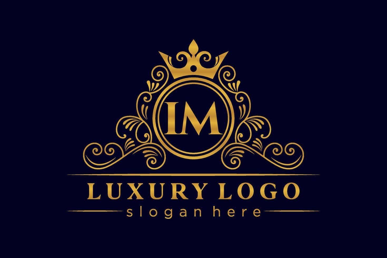 im eerste brief goud kalligrafische vrouwelijk bloemen hand- getrokken heraldisch monogram antiek wijnoogst stijl luxe logo ontwerp premie vector