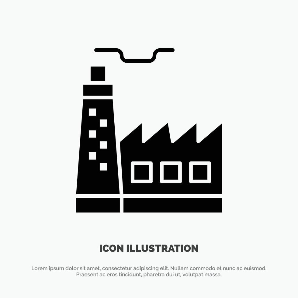 gebouw fabriek bouw industrie solide glyph icoon vector