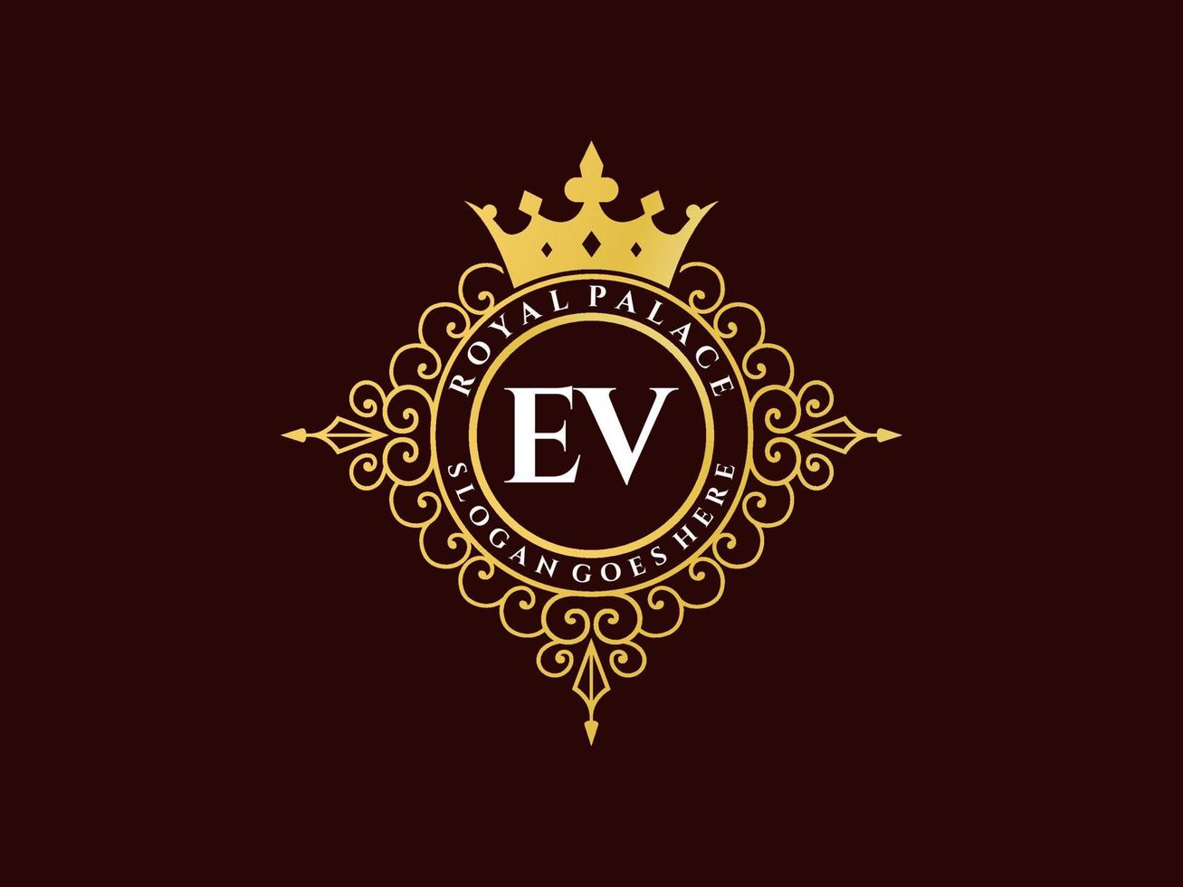 brief ev antiek Koninklijk luxe Victoriaans logo met sier- kader. vector