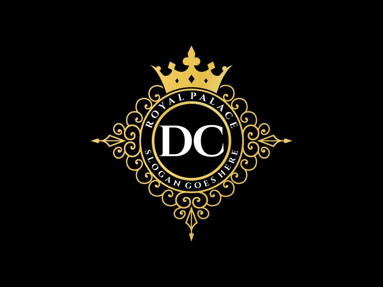 brief dc antiek Koninklijk luxe Victoriaans logo met sier- kader. vector