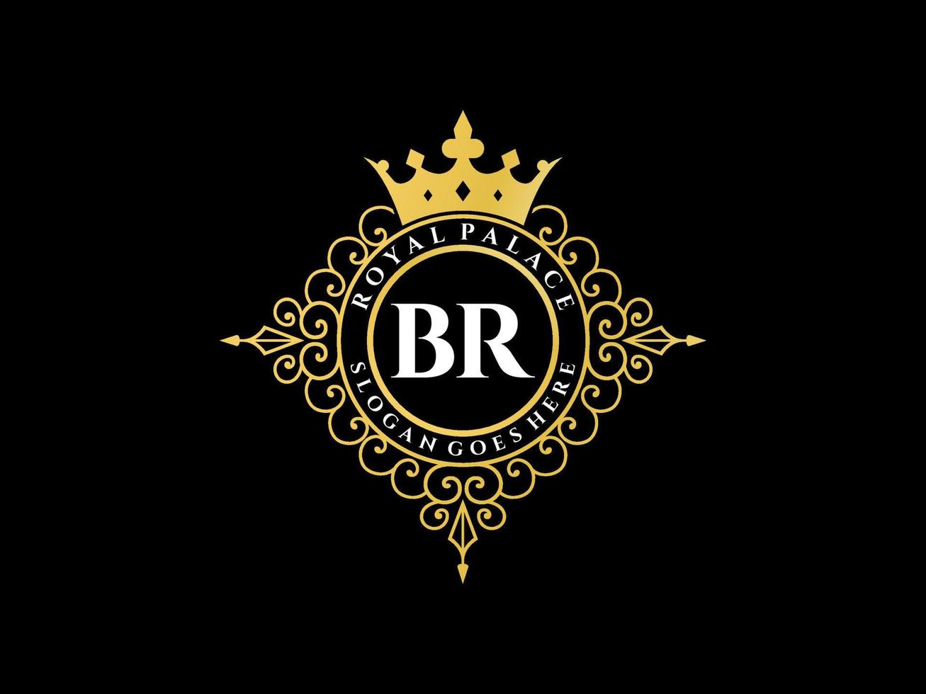 brief br antiek Koninklijk luxe Victoriaans logo met sier- kader. vector