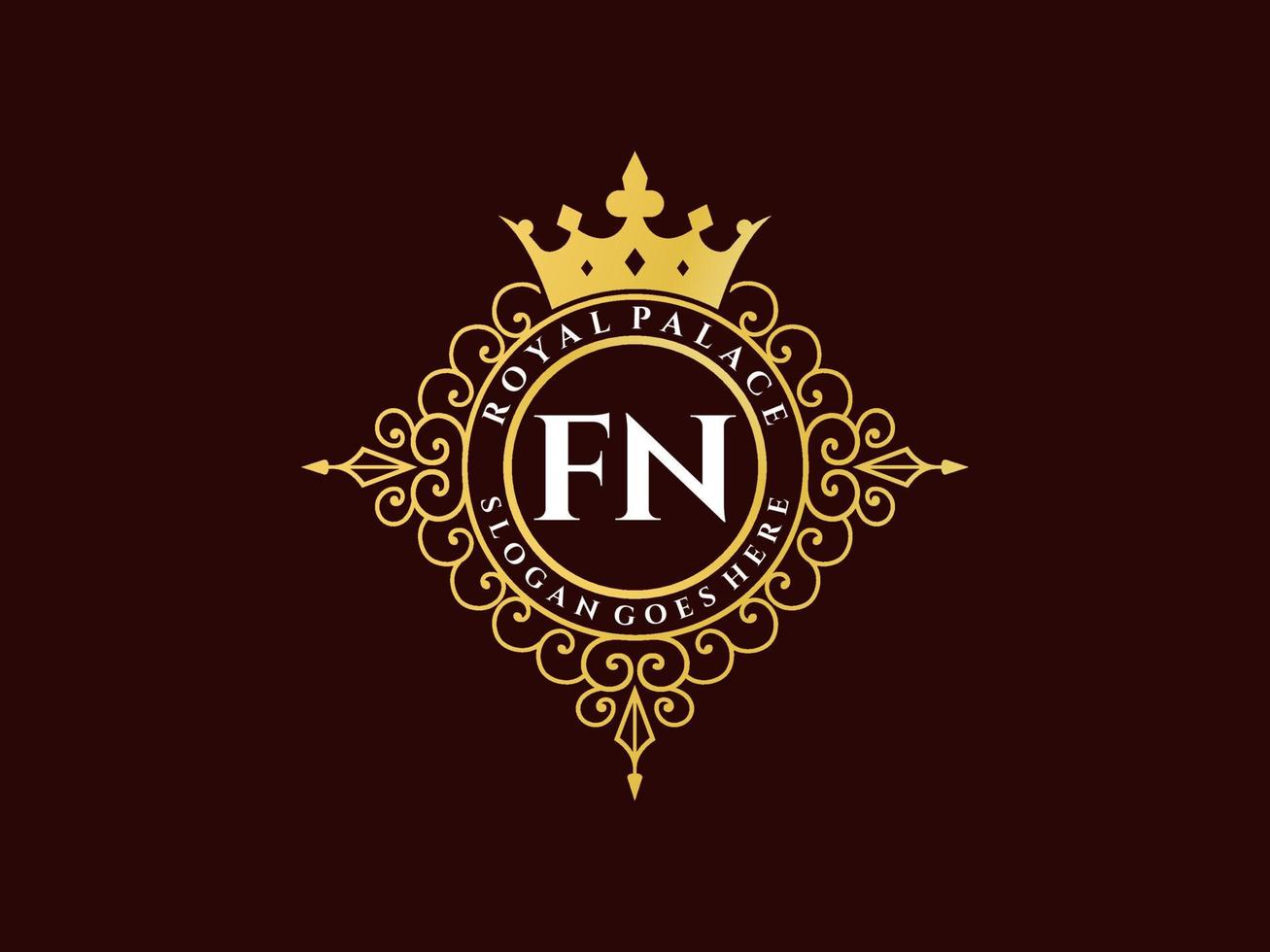 brief fn antiek Koninklijk luxe Victoriaans logo met sier- kader. vector