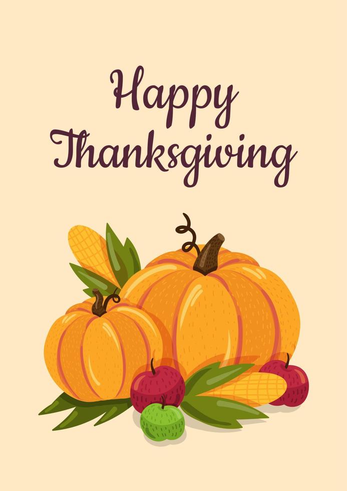happy thanksgiving platte illustratie met kalligrafische inscriptie vector