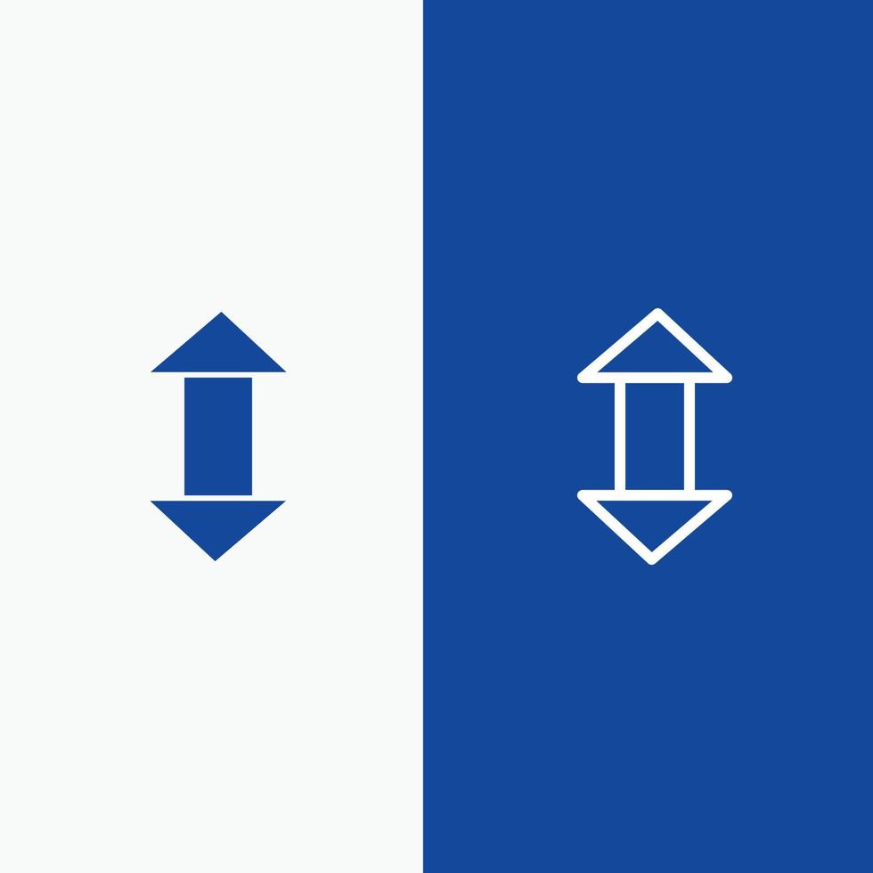 pijl pijlen omhoog naar beneden lijn en glyph solide icoon blauw banier lijn en glyph solide icoon blauw banier vector