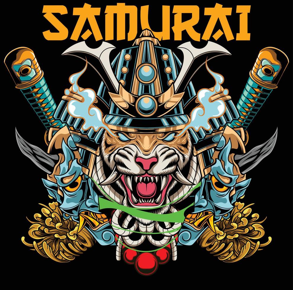 vector illustratie van Japans tijger samurai