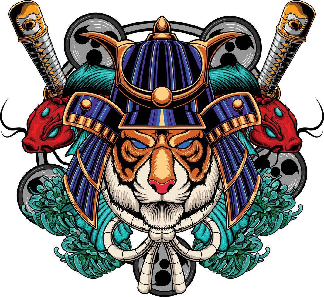 vector illustratie van tijger samurai