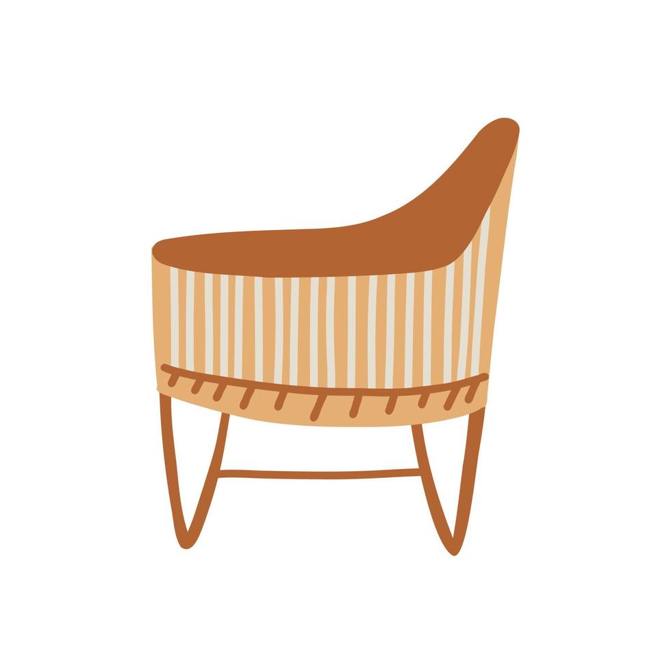 minimalistische houten rieten wieg voor een pasgeboren baby. boho baby kinderkamer Scandinavisch neutrale decor element. baby douche minimalistische clip art voor pasgeboren vector