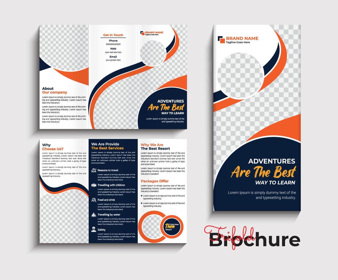 reizen agentschap drievoud brochure ontwerp vector