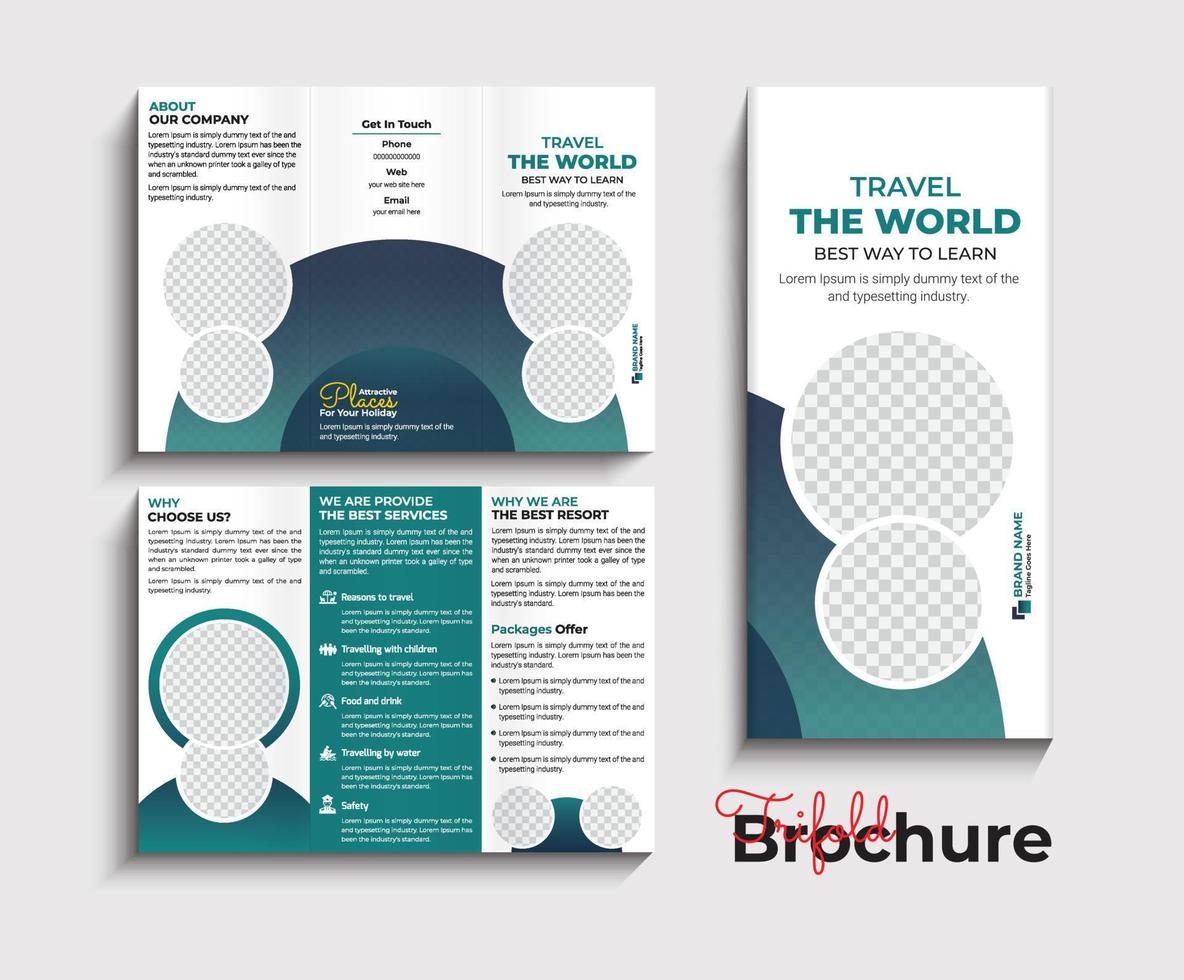 reizen agentschap drievoud brochure ontwerp vector